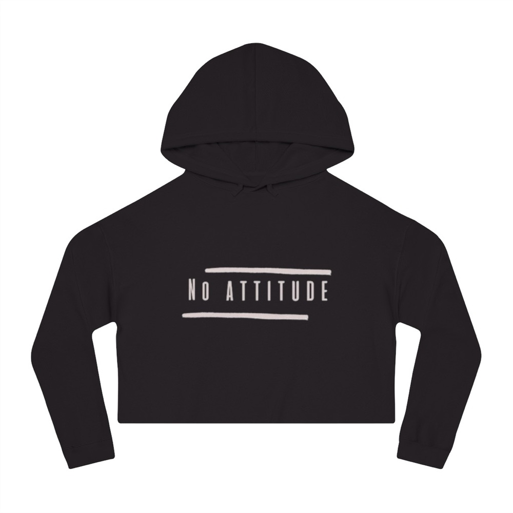Black 'No Attitude' Cropped Hoodie